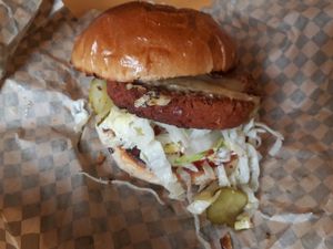 Dirty burger at Rudy's Dirty Vegan Diner in North West London