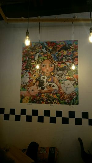 Nice painting inside at Rudy's Dirty Vegan Diner in North West London