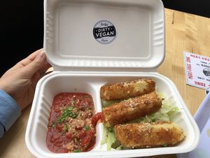 Mozzarella sticks  at Rudy's Dirty Vegan Diner in North West London
