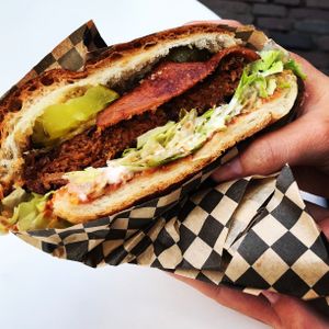 Dirty burger at Rudy's Dirty Vegan Diner in North West London