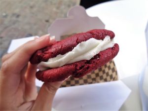 Red velvet whoopie pie at Rudy's Dirty Vegan Diner in North West London