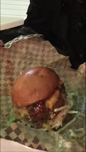 The Saboteur burger! at Rudy's Dirty Vegan Diner in North West London