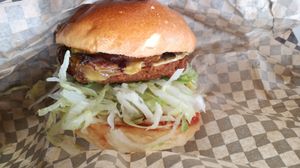 Burger at Rudy's Dirty Vegan Diner in North West London