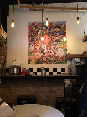 Decoration on the inside :) at Rudy's Dirty Vegan Diner in North West London