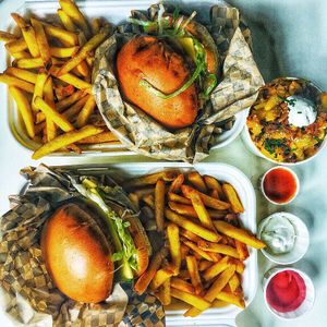 Burgers and mac ‘n’ cheese at Rudy's Dirty Vegan Diner in North West London