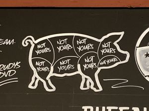 Sign at Rudy's Dirty Vegan Diner in North West London