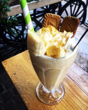 Vegan banoffe milkshake  at Rudy's Dirty Vegan Diner in North West London
