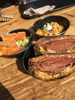 Reuben sandwich, mozzarella sticks, mac and cheese at Rudy's Dirty Vegan Diner in North West London