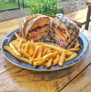 Saboteaur burger at Rudy's Dirty Vegan Diner in North West London