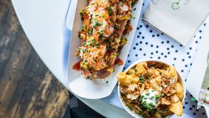 Dog n Cheeze at Rudy's Dirty Vegan Diner in North West London