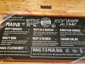 Menu at Rudy's Dirty Vegan Diner in North West London