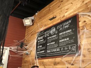 The menu at Rudy's Dirty Vegan Diner in North West London