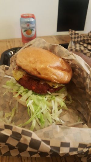 Burger at Rudy's Dirty Vegan Diner in North West London