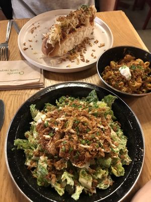 Dirty Dog, Mac’n Cheez and Caesar Salad  at Rudy's Dirty Vegan Diner in North West London