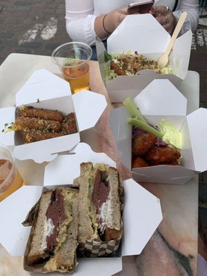 Reuben, mozzarella sticks, buffalo wings and Cesar salad  at Rudy's Dirty Vegan Diner in North West London