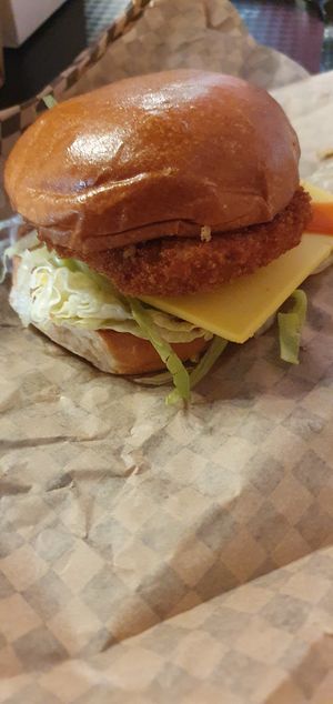 Buffalo burger at Rudy's Dirty Vegan Diner in North West London