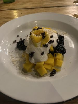 Black sesame cake brought a satisfying conclusion to the disappointing meal  at Pituq Cafe in 