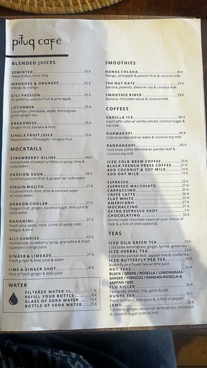 Menu June 2024  at Pituq Cafe in 