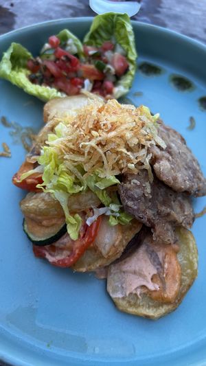 Veggie bake and shrooms  at Pituq Cafe in 