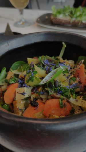 Healthy 'stew' with tofu, delicious at Organic Vision in Oostende