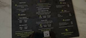 Menu at Organic Vision in Oostende