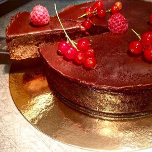 Chocolate cake at Organic Vision in Oostende