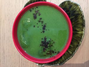 Delicious spinach soup  at Organic Vision in Oostende