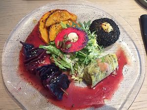 Dish of the day with lentils, grains and vegetables. Fantastic! Great taste, prepared with a lot of details and love.  at Organic Vision in Oostende