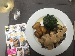 eggplant steaks with portobello at Remedio Santo Campo Alegre in Porto