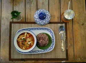 massaman curry + brown rice at Massaman House in Chiang Mai