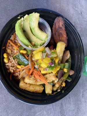 Vegetables, rice, plantains (bowl) side of avocado 🥑  at Red Mesa Mercado in St Petersburg