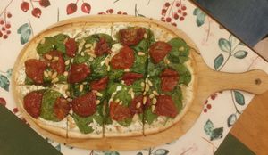 "Agave" with baby spinach, tomatoes, agave sirup and pine nuts at Flammerie Alt-Saarbrücken in Saarbrucken