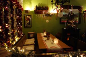 Cosy corner with festive decoration at Flammerie Alt-Saarbrücken in Saarbrucken