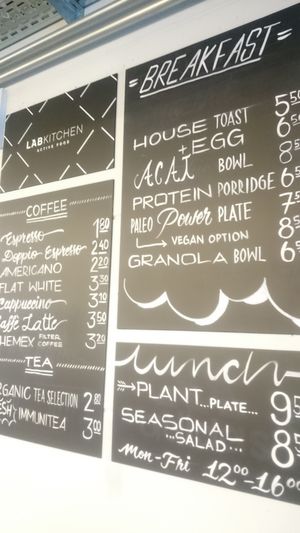 Menu at LAB Kitchen in Berlin