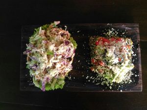 Raw pizza and salad   at Cacao Flow in Jimbaran