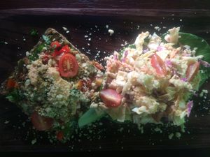 Tastey raw pizza at Cacao Flow in Jimbaran