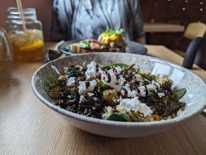 Roast vegetable salad with vegan 'feta' at Birdhouse in Sheffield