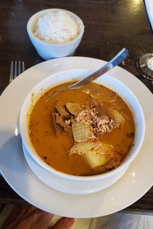 Yellow curry (more orange-brown tho lol) at Blue Elephant in Bakersfield