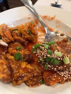 Orange Mock Chicken at Blue Elephant in Bakersfield