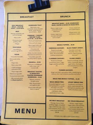 Menu (August 2019) at McCune Smith Cafe in Glasgow
