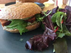Seitan bagel at McCune Smith Cafe in Glasgow