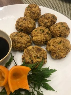 mushroom cake? at Om Vegan Garden in Hanoi