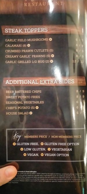 Menu at Caboolture Sports Club in Morayfield