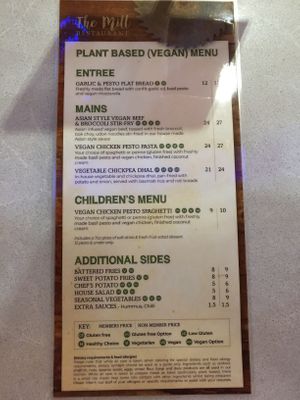 Vegan Menu (Jan 2020) at Caboolture Sports Club in Morayfield