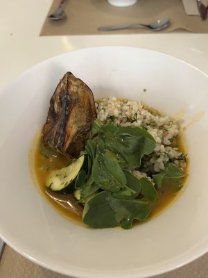 Rice with vegetable stew  at Les Maduixes in Valencia