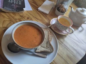 Tomato, butter bean & basil soup at Darnley Coffee House in Stirling