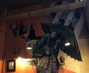 Really cool murals inside   at Jumon in Belfast