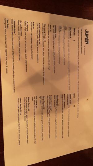 Menu (28.10.22) at Jumon in Belfast