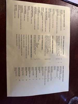 Drink menu  at Jumon in Belfast