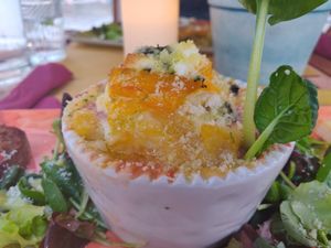 Potato and beetroot lasagne at Fiumefreddo Bio in Venice